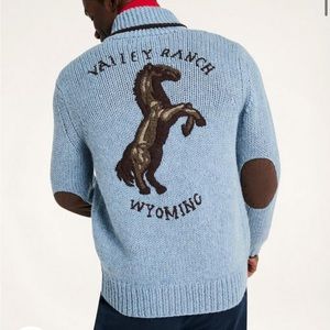 Brooks Brothers Handknit Horse Motif Sweater Jacket Size Large